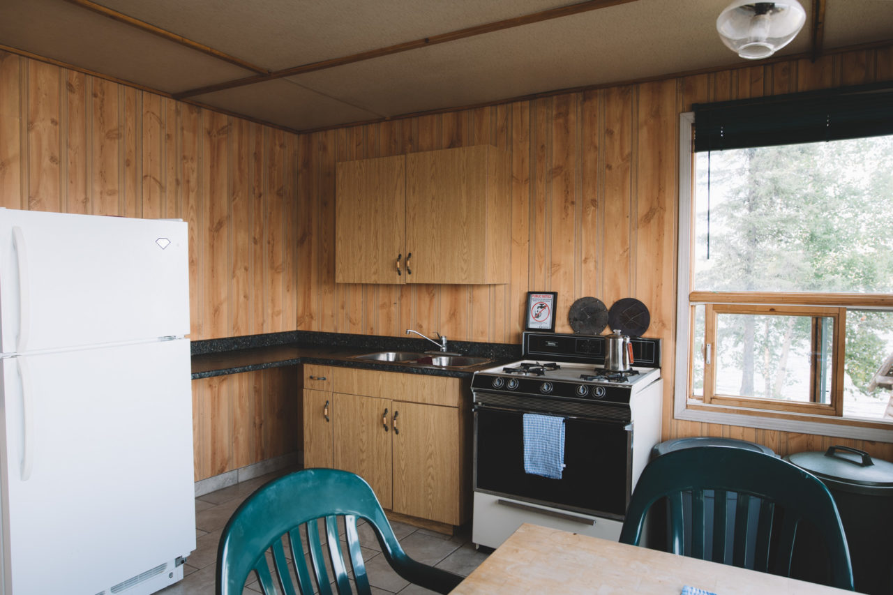 Kitchen inside Dawn Lake Ontario Outpost Cabin