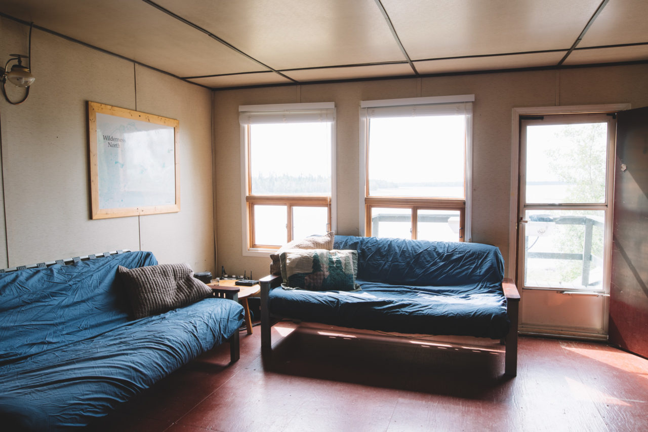 Living room inside of Ogoki Lake Ontario Cabin