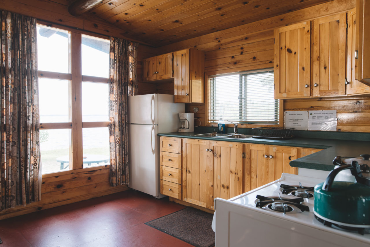 Kitchen inside Whitewater Outpost Cabin in Northern Ontario