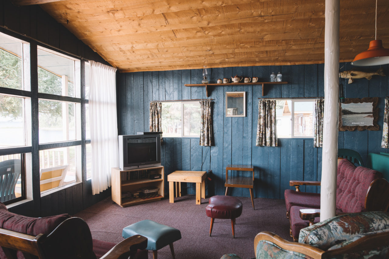 Family area inside Whitewater Outpost Cabin in Northern Ontario